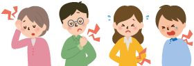 様々な痛みのイラスト 草津市、栗東市 かわもとはり・きゅう・整骨院